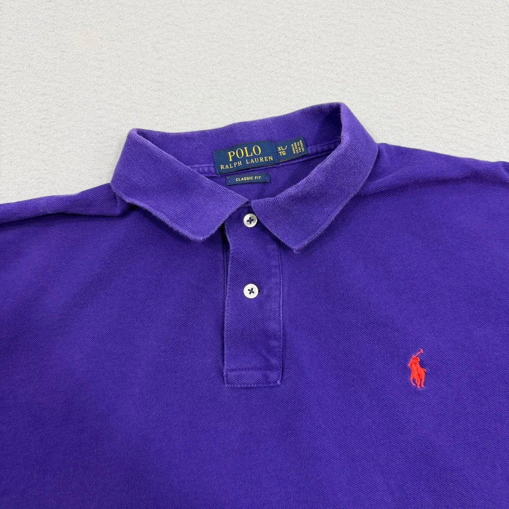 Polo Ralph Lauren Shirt Mens XL Purple Classic Fit Short Sleeve Pony Logo Preppy